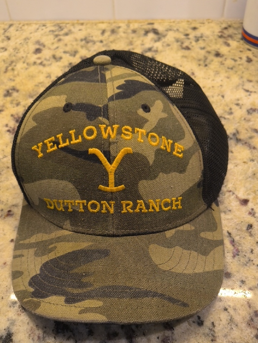 Yellowstone Dutton Ranch Camo Trucker Hat - Olive/Black